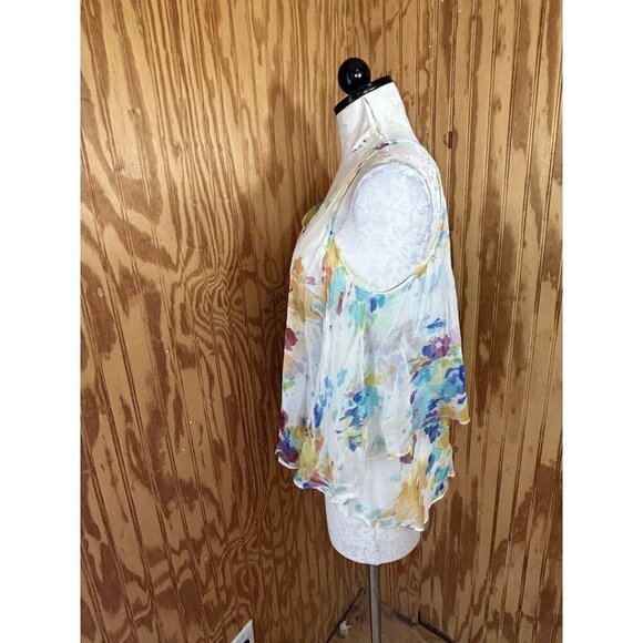 Anthropologie Maeve Silk Chiffon Cold Shoulder Watercolor Top Size Small - Picture 5 of 10